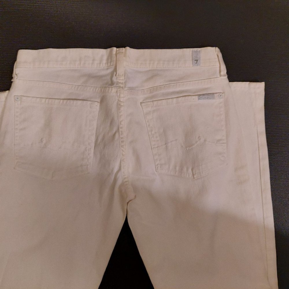 Seven For All Mankind White Denim Skinny Jeans Size 31 - Inseam 34 - Picture 5 of 16
